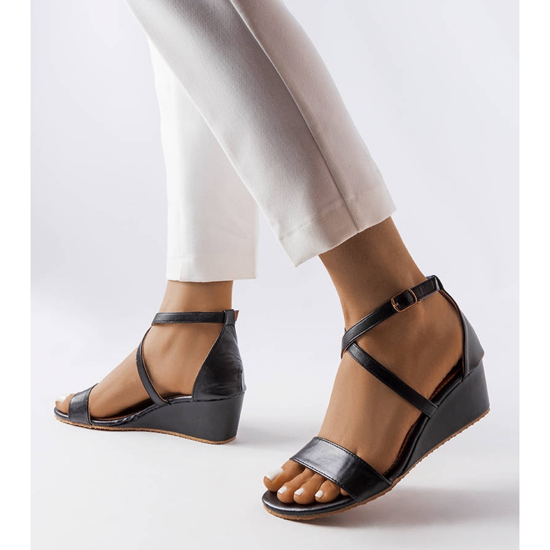 Sandalias de cuña negras de Flushing negro 1 Sandalias de cuña negras de Flushing negro 1