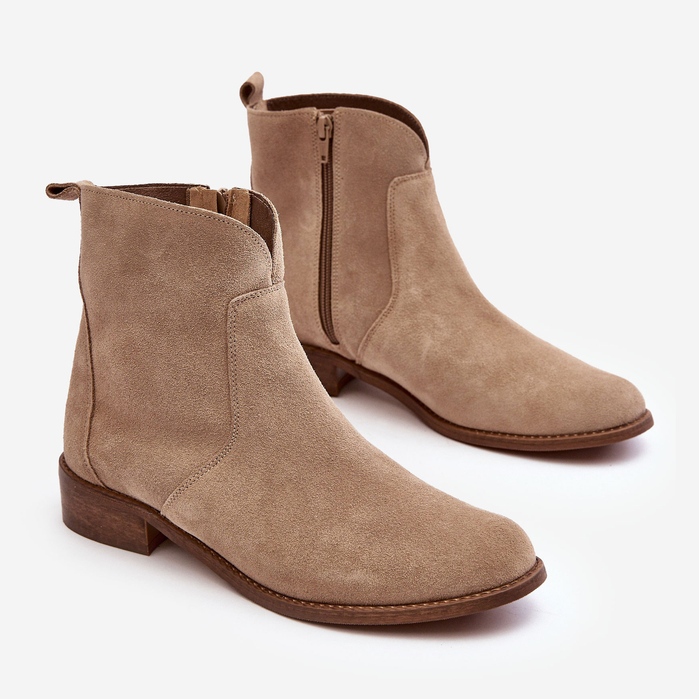 Botas Mujer Ante Con Cremallera Beige Nicole 2829 2