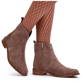 Botines Mujer Ante con Cremallera, Beige Oscuro Nicole 2829 10