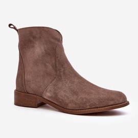 Botines Mujer Ante con Cremallera, Beige Oscuro Nicole 2829 1