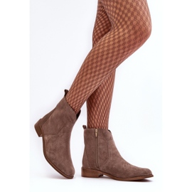 Botines Mujer Ante con Cremallera, Beige Oscuro Nicole 2829 3