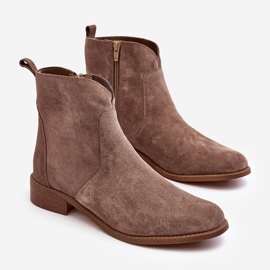 Botines Mujer Ante con Cremallera, Beige Oscuro Nicole 2829 2