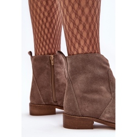 Botines Mujer Ante con Cremallera, Beige Oscuro Nicole 2829 5