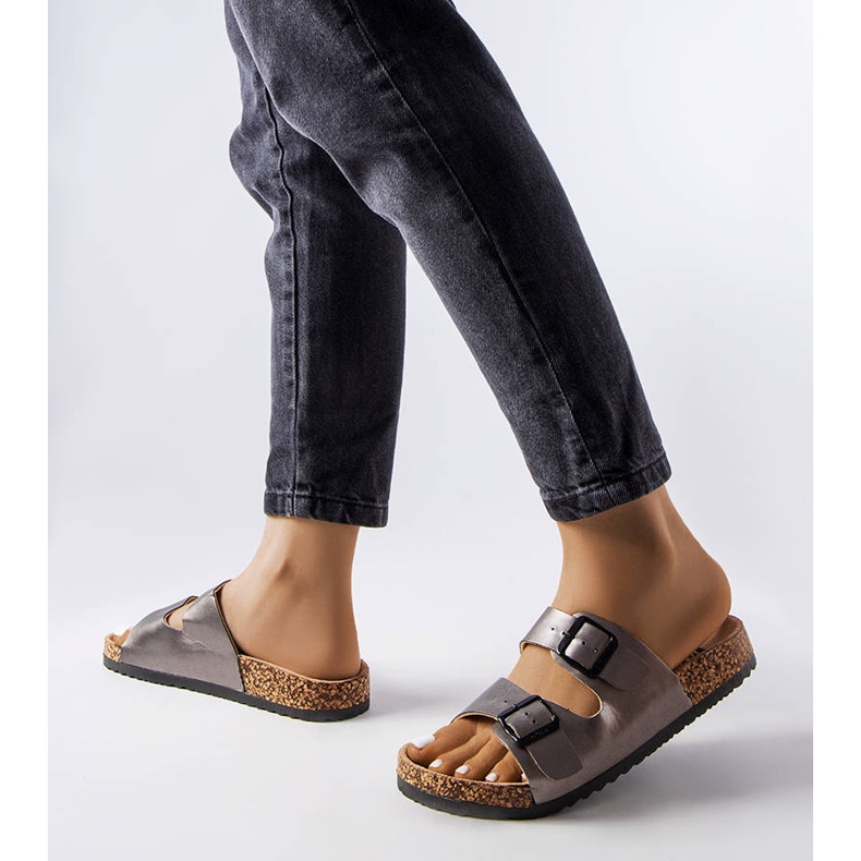 Chanclas de corcho gris con hebillas de Lee Cooper LCW-22-35-1153L 1