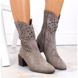 Botas cowboy caladas de mujer, sin aislamiento, beige Jezzi ASA217-4 3