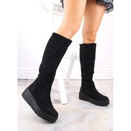 Botas de mujer con cuña de ante, aislantes, negro, S.Barski HY53-8 2