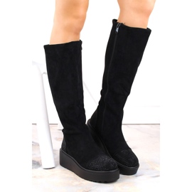 Botas de mujer con cuña de ante, aislantes, negro, S.Barski HY53-8 3