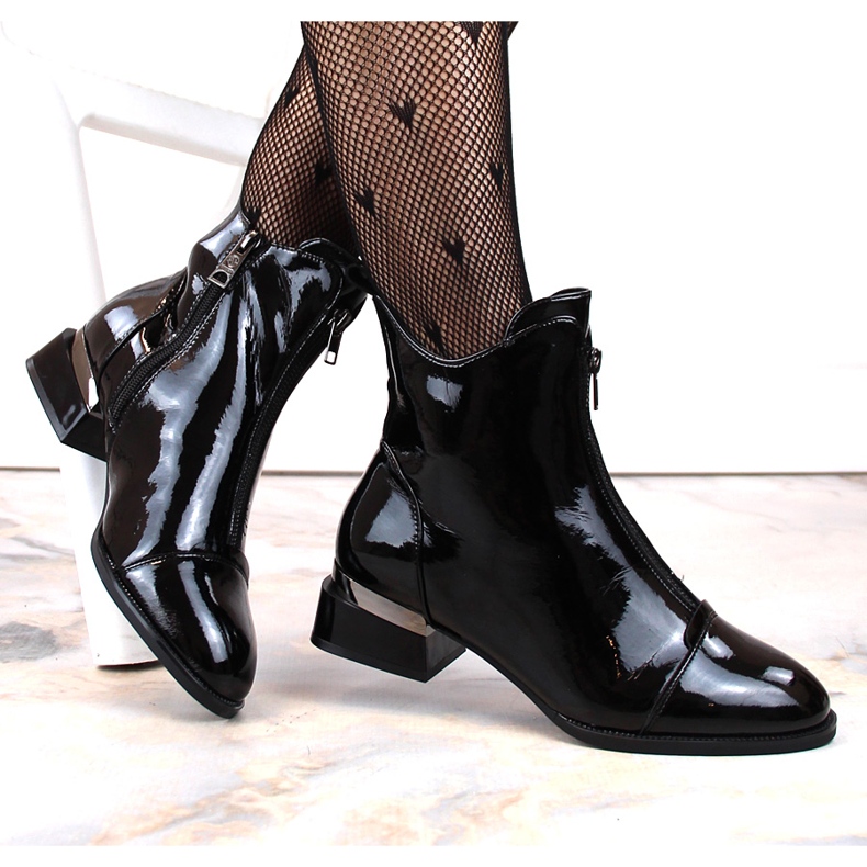 Botas aislantes de charol para mujer con cremallera, negro Vinceza 58156 1 Botas aislantes de charol para mujer con cremallera, negro Vinceza 58156 1