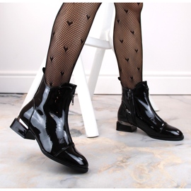 Botas aislantes de charol para mujer con cremallera, negro Vinceza 58156 2