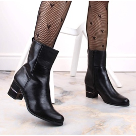 Botines de mujer Jezzi ASA125A-5 negros con aislamiento y tacón decorativo 2