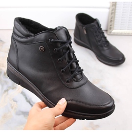 Botas de mujer cómodas y aislantes de piel, negro Helios 566 4