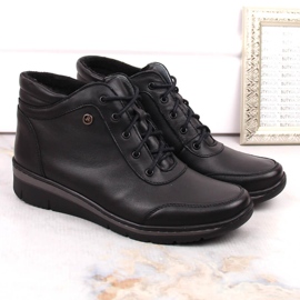 Botas de mujer cómodas y aislantes de piel, negro Helios 566 5