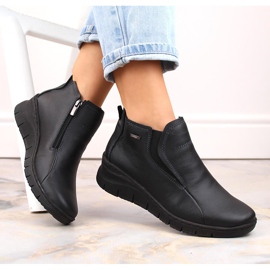 Botas de cuña de mujer cómodas y aislantes en piel, negro Helios 552 1