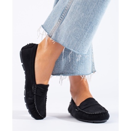 Mocasines mujer ante Shelovet elastico negro 3