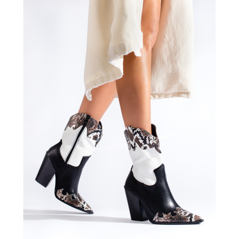 Botas cowboy Shelovet de mujer en blanco y negro 1