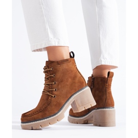 Goodin Botines Shelovet de ante con cordones camel marrón 3