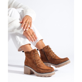 Goodin Botines Shelovet de ante con cordones camel marrón 1