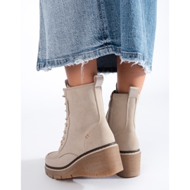 Goodin Botas cuña con cordones Shelovet beige 3