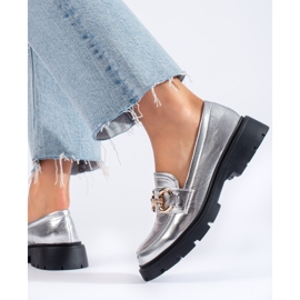 Mocasines Shelovet plateados con suela gruesa. plata 3