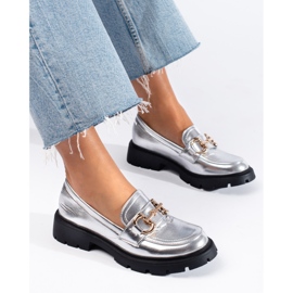 Mocasines Shelovet plateados con suela gruesa. plata 1