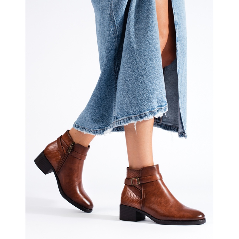 W. Potocki Botines de mujer Potocki negros con tacón marrón 2 W. Potocki Botines de mujer Potocki negros con tacón marrón 2