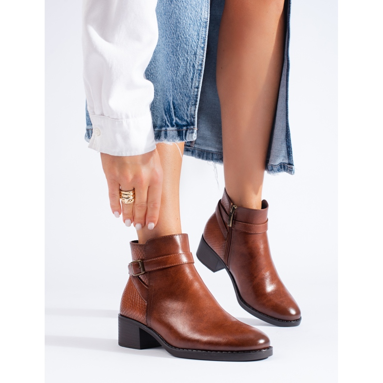 W. Potocki Botines de mujer Potocki negros con tacón marrón 1 W. Potocki Botines de mujer Potocki negros con tacón marrón 1