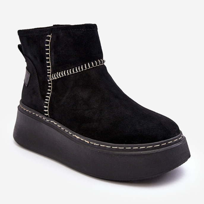 Botas de nieve de ante para mujer Maciejka 06257-01 Negro 2