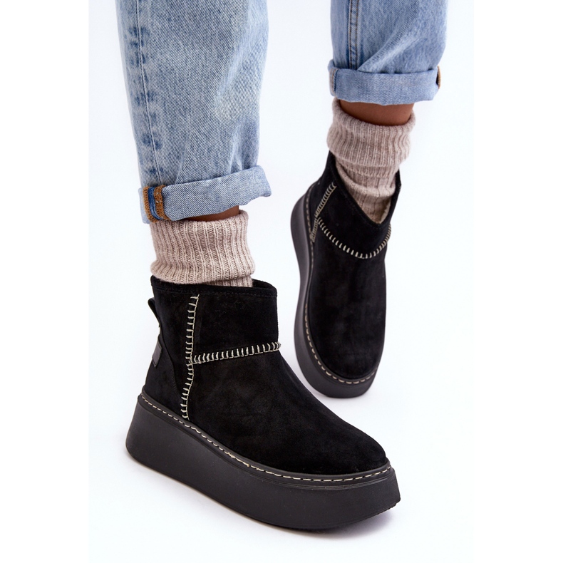 Botas de nieve de ante para mujer Maciejka 06257-01 Negro 1