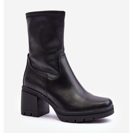 Sergio Leone Botines de piel para mujer con tacones altos enormes, negro Flavie 1