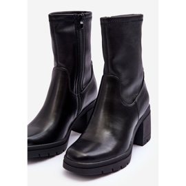 Sergio Leone Botines de piel para mujer con tacones altos enormes, negro Flavie 2