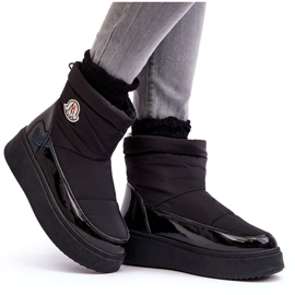Botas de nieve sin cordones con plataforma para mujer Black Gattea negro 9