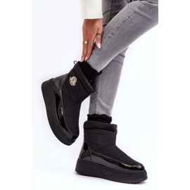 Botas de nieve sin cordones con plataforma para mujer Black Gattea negro 4