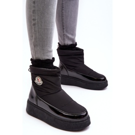Botas de nieve sin cordones con plataforma para mujer Black Gattea negro 6