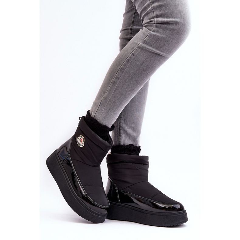 Botas de nieve sin cordones con plataforma para mujer Black Gattea negro 2 Botas de nieve sin cordones con plataforma para mujer Black Gattea negro 2