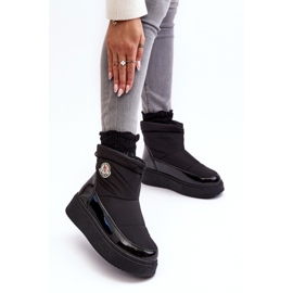 Botas de nieve sin cordones con plataforma para mujer Black Gattea negro 3
