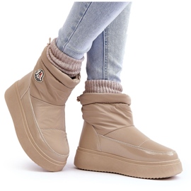 Botas de nieve sin cordones de mujer Gattea beige con plataforma 8
