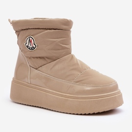 Botas de nieve sin cordones de mujer Gattea beige con plataforma 1