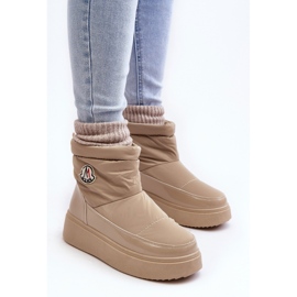 Botas de nieve sin cordones de mujer Gattea beige con plataforma 5