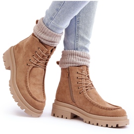 Botines de Mujer con Cremallera, Beige Oscuro Apolosi 7
