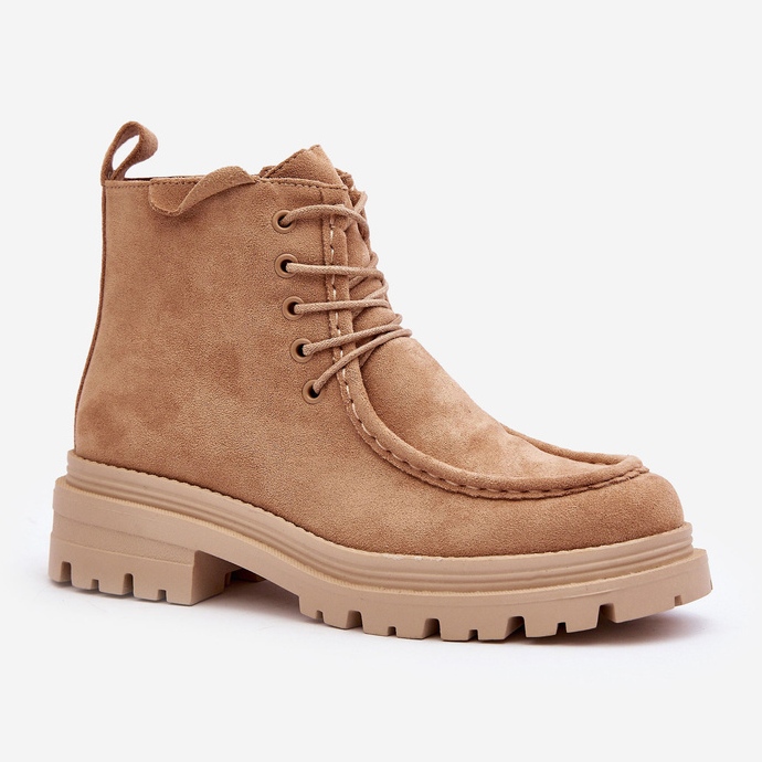 Botines de Mujer con Cremallera, Beige Oscuro Apolosi 1