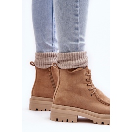 Botines de Mujer con Cremallera, Beige Oscuro Apolosi 4