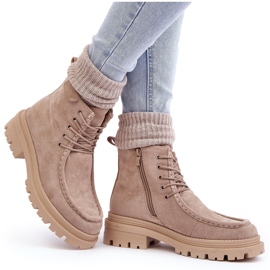 Botas Trapper Mujer Apolosi Beige Con Cremallera 8