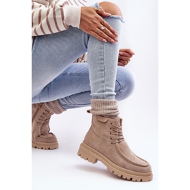 Botas Trapper Mujer Apolosi Beige Con Cremallera 7