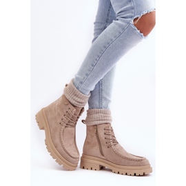 Botas Trapper Mujer Apolosi Beige Con Cremallera 3