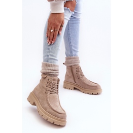 Botas Trapper Mujer Apolosi Beige Con Cremallera 4