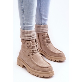 Botas Trapper Mujer Apolosi Beige Con Cremallera 6