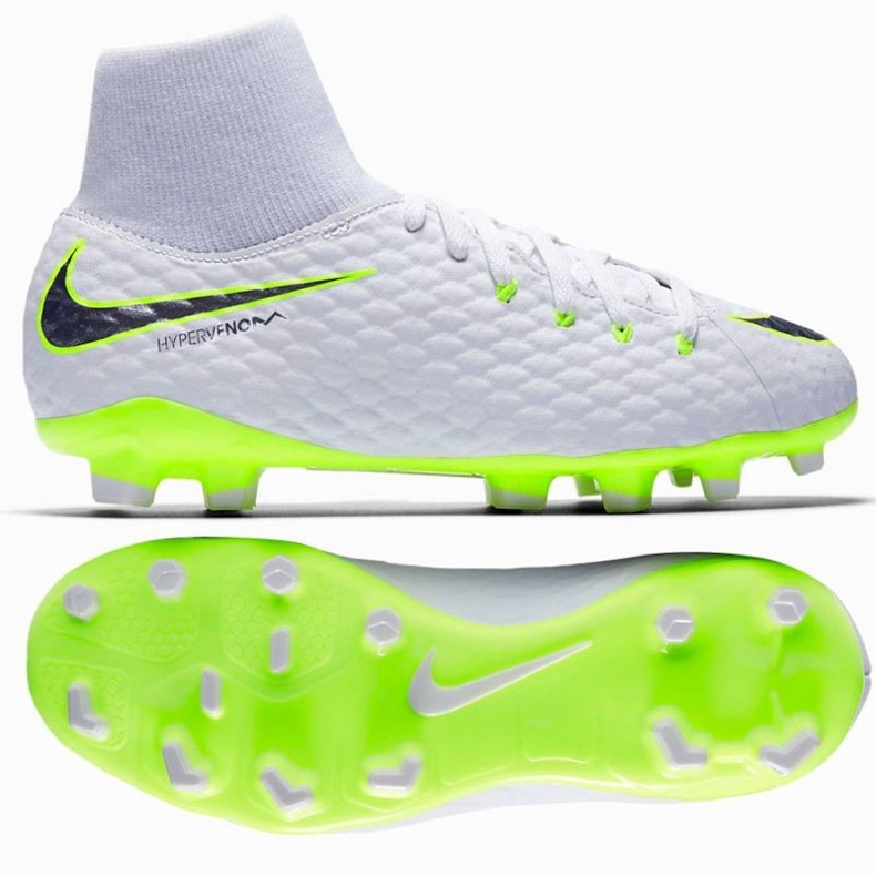 Zapatillas de fútbol Nike Hypervenom Phantom 3 Academy Df Fg Jr AH7287-107 blanco blanco 1