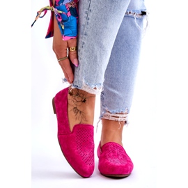 S.Barski Mocasines Cómodos Calados Ante Fucsia rosa 1