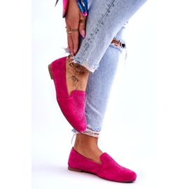 S.Barski Mocasines Cómodos Calados Ante Fucsia rosa 3