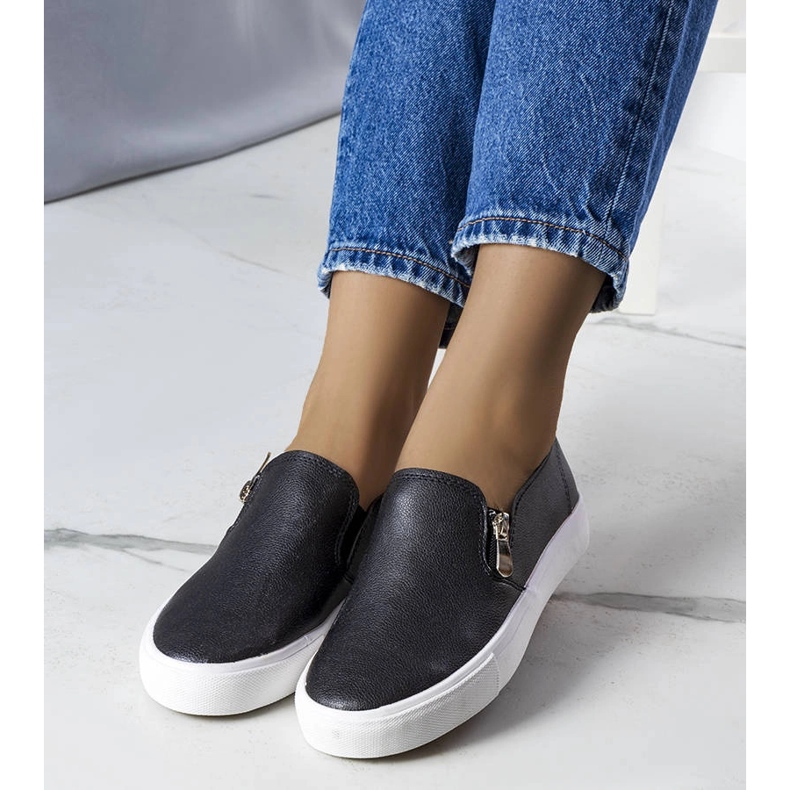 Zapatillas deportivas de ecopiel negras de Denain negro 1 Zapatillas deportivas de ecopiel negras de Denain negro 1